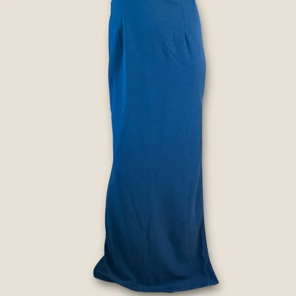 Maniju Long Gown Formal Dress Womens L Teal Spaghetti Straps Side Slit NWT - Picture 5 of 14